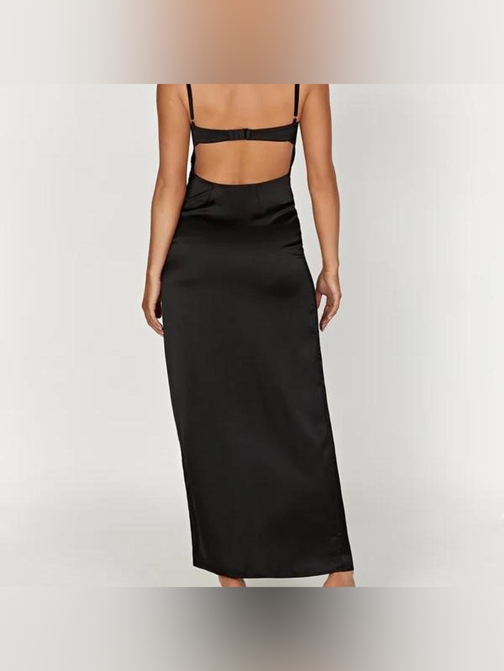 Meshki Zuleyka black satin maxi dress with slit Size Small - Picture 2 of 10